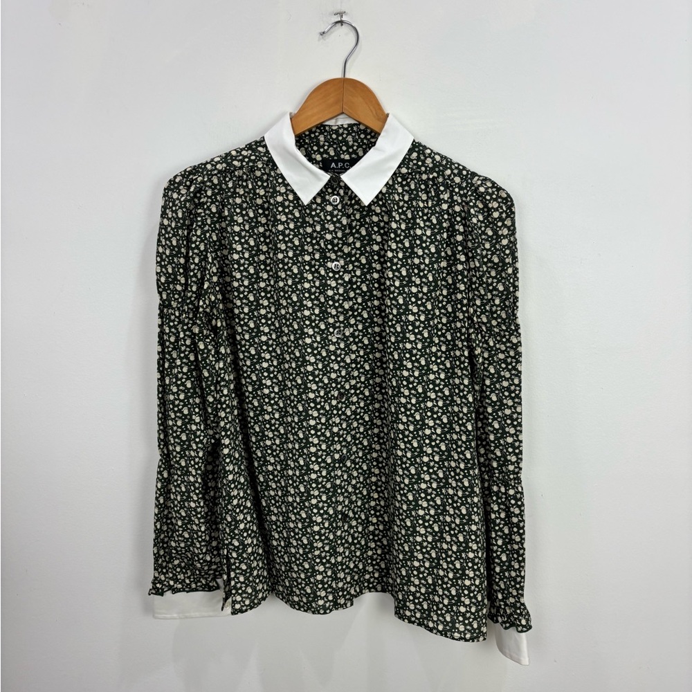 A.P.C. Floral Silk shirt (dark green)